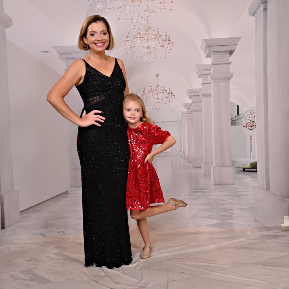 Scala Hand Beaded Black Floor Length Ball Gown Si… - image 6